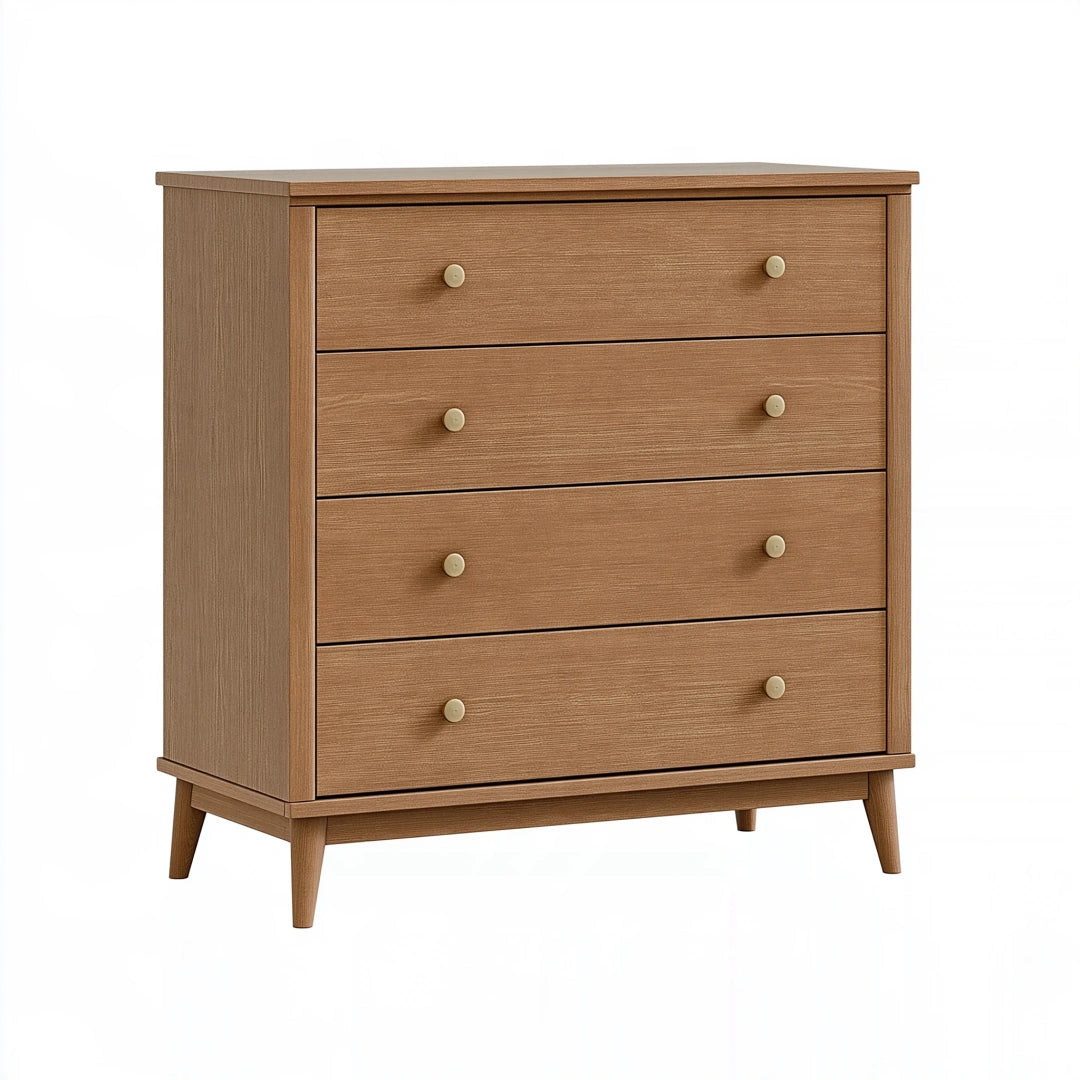 Commode 80 x 40 x 100 cm effet bois marron à 4 tiroirs style scandinave