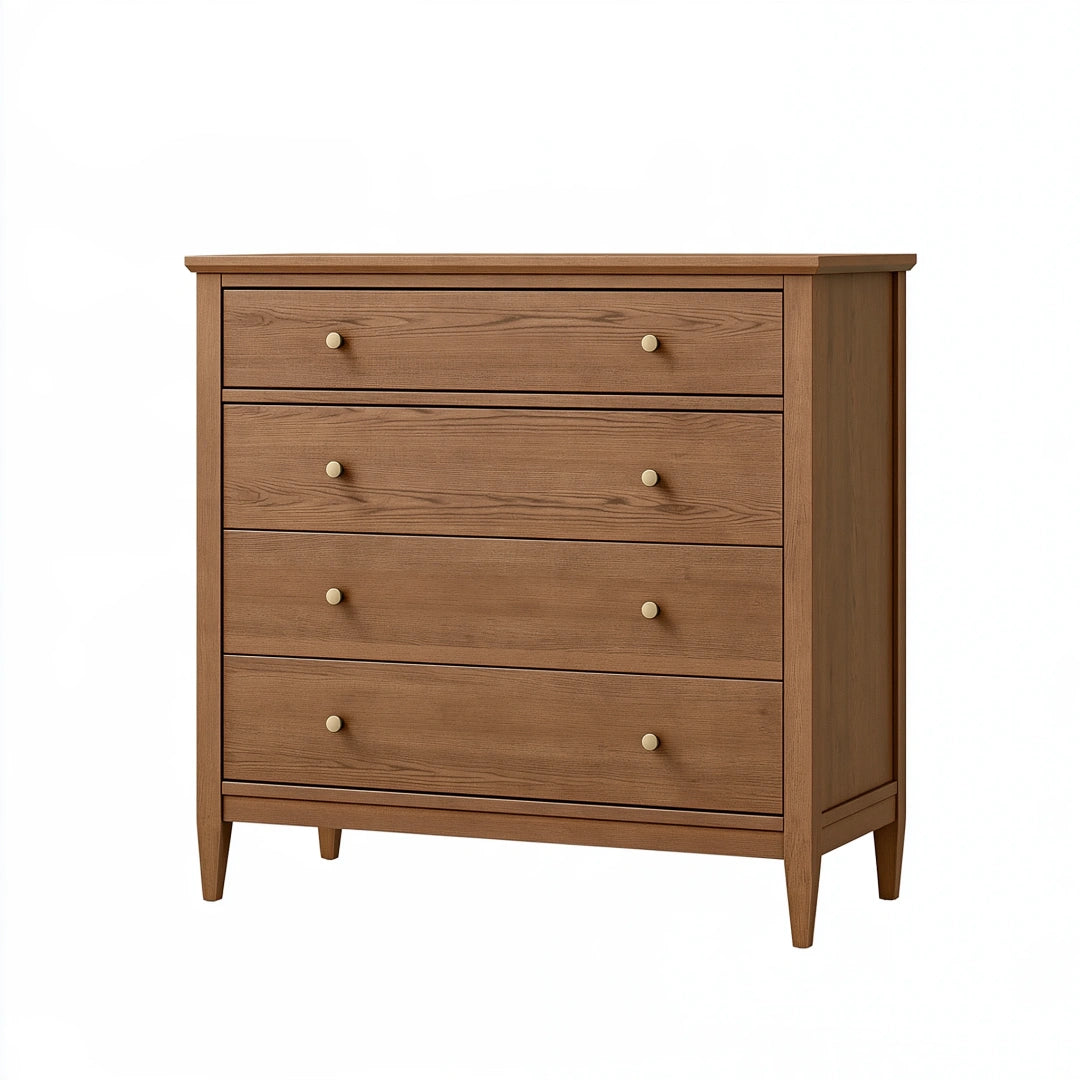 Commode 100 x 45 x 100 cm en bois marron à 4 tiroirs style contemporain