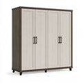 Armoire 180 x 50 x 200 cm en panneaux de bois beige et brun à 4 portes style contemporain