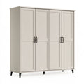 Armoire de rangement 160 x 50 x 190 cm en panneaux de bois beige - 4 portes style contemporain