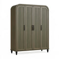 Armoire 200 x 60 x 220 cm en panneaux de bois gris olive à 4 portes style contemporain