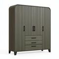 Armoire de rangement 160 x 50 x 190 cm en bois gris foncé à portes rainurées style contemporain
