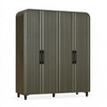 Armoire 120 x 55 x 180 cm en bois vert olive à quatre portes style contemporain