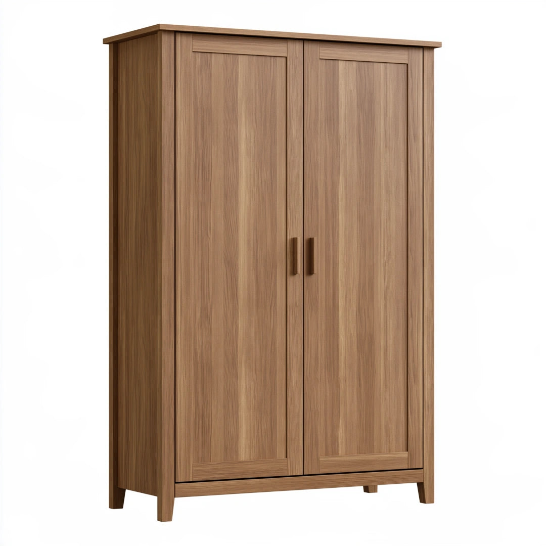 Armoire 100 x 55 x 190 cm en panneaux dérivés du bois marron à 2 portes style contemporain