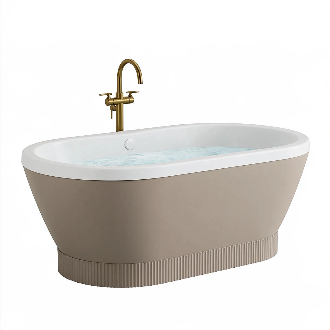 Baignoire îlot 170 x 75 cm en acrylique beige et blanc style contemporain