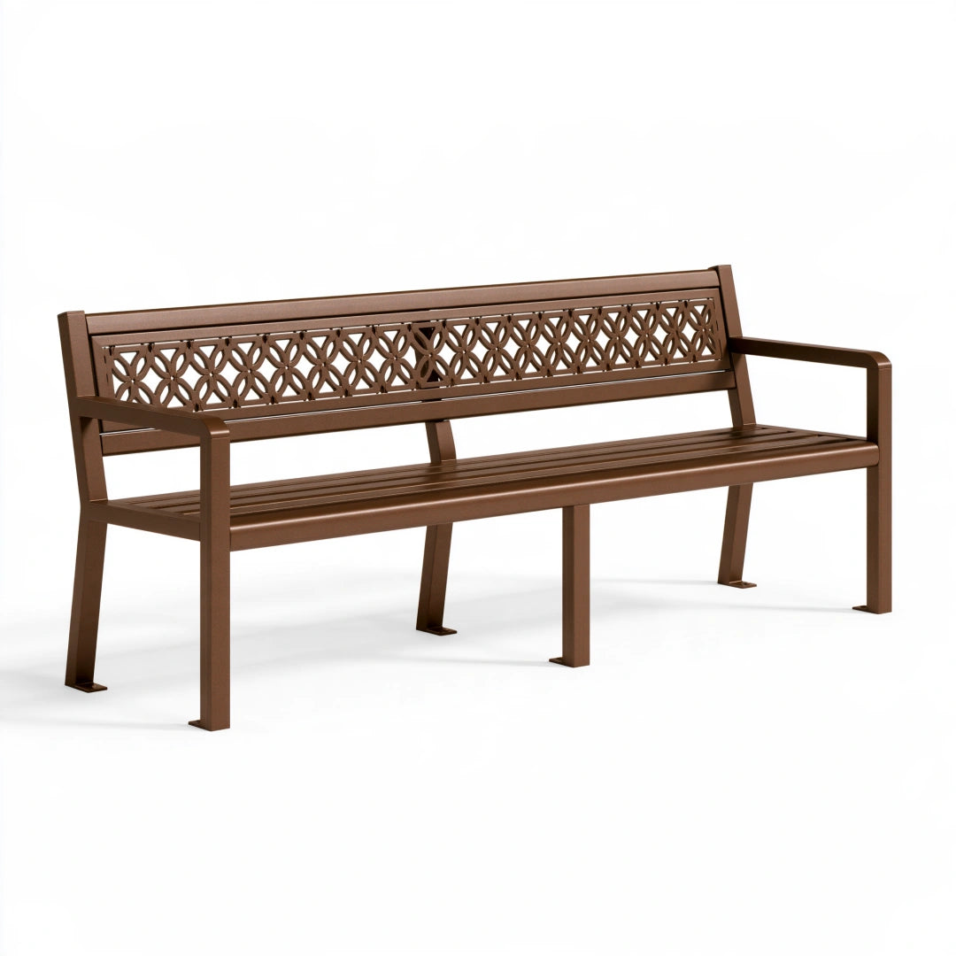 Banc de jardin 150 x 60 x 86 cm en acier marron style classique
